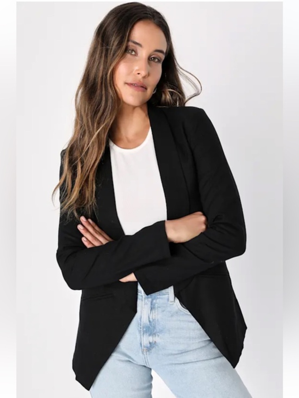 NWT Lulus Miss Punctuality Black Lightweight Linen Blazer